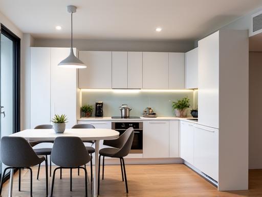A smart, compact modern kitchen designed for an apartment in Richmond.